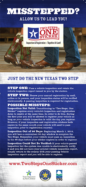 Recursos Two Steps One Sticker Texas Dmv